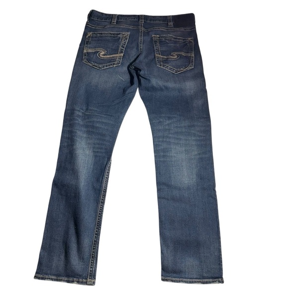 Silver Jeans Co Eddie Jeans Men’s Size 34X34 Blue Relaxed Tapered Cut Dark Wash - Picture 3 of 12